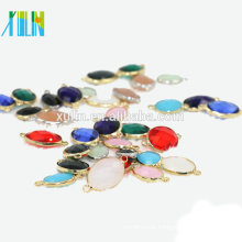 12pcs/bag Wholesale 10x14mm Oval Crystal Birthstone Charm Pendant Connector Glass Gem Stone Pendant Beads for Jewelry making